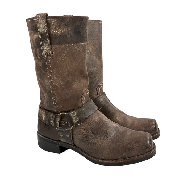 Frye Other - Frye Harness 12R Boots Mens 11 M Distressed Chocolate Brown 87354 Made In USA